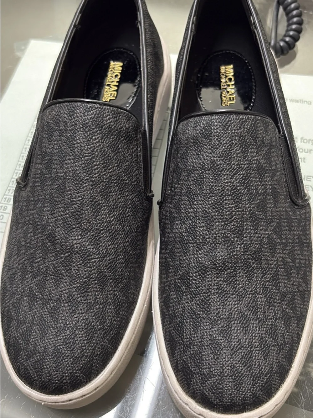Michael Kors Black Monogram Slip-On Loafers